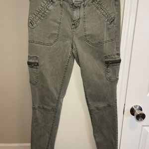 Mossimo Olive Green Cargo Mid Rise Jegging Skinny Utility Pants Women Size 8/29